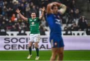 3 February 2018; Jonathan Sexton of Ireland reacts after kicking the match winning drop goal during the NatWest Six Nations Rugby Championship match between France and Ireland at the Stade de France in Paris, France. Photo by Ramsey Cardy/Sportsfile