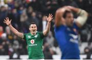 3 February 2018; Jonathan Sexton of Ireland celebrates after kicking the match winning drop goal during the NatWest Six Nations Rugby Championship match between France and Ireland at the Stade de France in Paris, France. Photo by Ramsey Cardy/Sportsfile