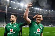 3 February 2018; Conor Murray, left, and Jonathan Sexton of Ireland celebrate following the NatWest Six Nations Rugby Championship match between France and Ireland at the Stade de France in Paris, France. Photo by Ramsey Cardy/Sportsfile