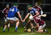 3 February 2018; John Hanbury of Galway in action against Neil Foyle, left, and Willie Dunphy of Laois during the Allianz Hurling League Division 1B Round 2 match between Laois and Galway at O'Moore Park in Portlaoise, County Laois. Photo by Daire Brennan/Sportsfile