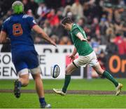 3 February 2018; Jonathan Sexton of Ireland kicks a last second drop goal to win the game during the NatWest Six Nations Rugby Championship match between France and Ireland at the Stade de France in Paris, France. Photo by Brendan Moran/Sportsfile