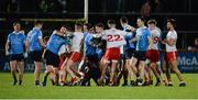 3 February 2018; Both teams involved in a dispute during the first half of the Allianz Football League Division 1 Round 2 match between Tyrone and Dublin at Healy Park in Omagh, County Tyrone. Photo by Oliver McVeigh/Sportsfile