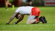 3 February 2018; Cathal McCarron of Tyrone recovers from a heavy challenge during the Allianz Football League Division 1 Round 2 match between Tyrone and Dublin at Healy Park in Omagh, County Tyrone. Photo by Oliver McVeigh/Sportsfile