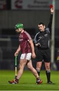 3 February 2018; Greg Lally of Galway receives a red card from referee Patrick Murphy during the Allianz Hurling League Division 1B Round 2 match between Laois and Galway at O'Moore Park in Portlaoise, County Laois. Photo by Daire Brennan/Sportsfile