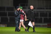 3 February 2018; Galway manager Mícheál Donoghue complains to linesman Mick Murtagh after Greg Lally of Galway was sent off during the Allianz Hurling League Division 1B Round 2 match between Laois and Galway at O'Moore Park in Portlaoise, County Laois. Photo by Daire Brennan/Sportsfile