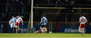 3 February 2018; Eoghan O'Gara of Dublin, left, shoots to scores his side's second goal during the Allianz Football League Division 1 Round 2 match between Tyrone and Dublin at Healy Park in Omagh, County Tyrone. Photo by Oliver McVeigh/Sportsfile