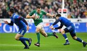 3 February 2018; Jacob Stockdale of Ireland in action against Matthieu Jalibert of France during the NatWest Six Nations Rugby Championship match between France and Ireland at the Stade de France in Paris, France. Photo by Brendan Moran/Sportsfile