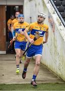4 February 2018; Clare captain Patrick O'Connor leads his side out prior to the Allianz Hurling League Division 1A Round 2 match between Kilkenny and Clare at Nowlan Park, in Kilkenny. Photo by Seb Daly/Sportsfile