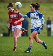 4 February 2018; Rachel McKenna of Monaghan in action against Shauna Kelly of Cork during the Lidl Ladies Football National League Division 1 Round 2 match between Cork and Monaghan at Mallow GAA Complex in Mallow, Co. Cork. Photo by Diarmuid Greene/Sportsfile