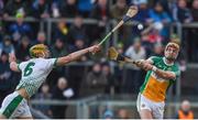 4 February 2018; Colin Egan of Offaly in action against Dan Morrissey of Limerick during the Allianz Hurling League Division 1B Round 2 match bewteen Offaly and Limerick at Bord Na Móna O'Connor Park, in Tullamore, Offaly. Photo by Daire Brennan/Sportsfile