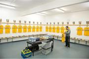 4 February 2018; Antrim kit man Barry Quinn gets the kits ready prior to the Allianz Hurling League Division 1B Round 2 match between Antrim and Dublin at Corrigan Park, in Belfast, Antrim. Photo by Mark Marlow/Sportsfile