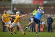 4 February 2018; Donal McKinley of Antrim in action against Danny Sutcliffe of Dublin during the Allianz Hurling League Division 1B Round 2 match between Antrim and Dublin at Corrigan Park, in Belfast, Antrim. Photo by Mark Marlow/Sportsfile