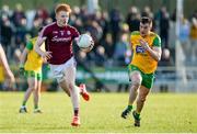 4 February 2018; Peter Cooke of Galway in action against Leo McLoone of Donegal during the Allianz Football League Division 1 Round 2 match between Donegal and Galway at O'Donnell Park, in Letterkenny, Donegal. Photo by Oliver McVeigh/Sportsfile