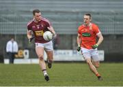 4 February 2018; Alan Stone of Westmeath in action against Mark Shields of Armagh during the Allianz Football League Division 3 Round 2 match between Westmeath and Armagh at TEG Cusack Park, in Mullingar, Westmeath.  Photo by Tomás Greally/Sportsfile