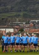 4 February 2018; The Dublin team prior to the Allianz Hurling League Division 1B Round 2 match between Antrim and Dublin at Corrigan Park, in Belfast, Antrim. Photo by Mark Marlow/Sportsfile