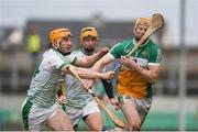 4 February 2018; Seán Gardiner of Offaly in action against Séamus Flanagan of Limerick during the Allianz Hurling League Division 1B Round 2 match bewteen Offaly and Limerick at Bord Na Móna O'Connor Park, in Tullamore, Offaly. Photo by Daire Brennan/Sportsfile