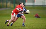 4 February 2018; Aine O'Sullivan of Cork in action against Josie Fitzpatrick of Monaghan during the Lidl Ladies Football National League Division 1 Round 2 match between Cork and Monaghan at Mallow GAA Complex in Mallow, Co. Cork. Photo by Diarmuid Greene/Sportsfile