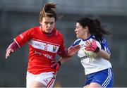 4 February 2018; Fiona Courtney of Monaghan in action against Doireann O'Sulliivan of Cork during the Lidl Ladies Football National League Division 1 Round 2 match between Cork and Monaghan at Mallow GAA Complex in Mallow, Co. Cork. Photo by Diarmuid Greene/Sportsfile