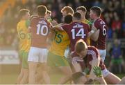4 February 2018; Both teams involved in a disagreement during the Allianz Football League Division 1 Round 2 match between Donegal and Galway at O'Donnell Park, in Letterkenny, Donegal. Photo by Oliver McVeigh/Sportsfile