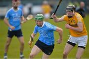 4 February 2018; Fergal Whitely of Dublin in action against Joe Maskey of Antrim during the Allianz Hurling League Division 1B Round 2 match between Antrim and Dublin at Corrigan Park, in Belfast, Antrim. Photo by Mark Marlow/Sportsfile