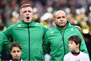 3 February 2018; Dan Leavy, left, and Rory Best of Ireland ahead of the NatWest Six Nations Rugby Championship match between France and Ireland at the Stade de France in Paris, France. Photo by Ramsey Cardy/Sportsfile