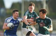 4 February 2018; Dessie Ward of Monaghan in action against Cian O'Donoghue, centre, and David Slattery of Kildare during the Allianz Football League Division 1 Round 2 match between Kildare and Monaghan at St Conleth's Park, in Newbridge, Kildare. Photo by Barry Cregg/Sportsfile