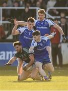 4 February 2018; Ben McCormack of Kildare in action against Barry Kerr, left, Kieran Duffy, centre, and David Garland of Monaghan during the Allianz Football League Division 1 Round 2 match between Kildare and Monaghan at St Conleth's Park, in Newbridge, Kildare. Photo by Barry Cregg/Sportsfile