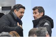 3 February 2018; Member of the FFR council and President of Biarritz Olympique Serge Blanco, left, with Montpellier Rugby President Mohed Altrad prior to the NatWest Six Nations Rugby Championship match between France and Ireland at the Stade de France in Paris, France. Photo by Brendan Moran/Sportsfile