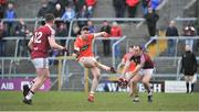 4 February 2018; Ben Crealey of Armagh in action against Frank Boyle, right, and Ger Egan of Westmeath during the Allianz Football League Division 3 Round 2 match between Westmeath and Armagh at TEG Cusack Park, in Mullingar, Westmeath. Photo by Tomás Greally/Sportsfile