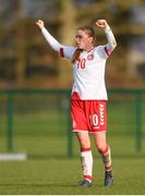 5 February 2018; Emma Snerle of Denmark celebrates after scoring her side's second goal during the Women's Under 17 International Friendly match between Republic of Ireland and Denmark at the FAI National Training Centre in Abbotstown, Dublin. Photo by Eóin Noonan/Sportsfile