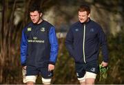 5 February 2018; Will Connors, left, and Peadar Timmins arrive prior to Leinster Rugby squad training at UCD in Dublin. Photo by Seb Daly/Sportsfile