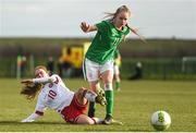 5 February 2018; Isibeal Atkinson of Republic of Ireland in action against Emma Snerle of Denmark during the Women's Under 17 International Friendly match between Republic of Ireland and Denmark at the FAI National Training Centre in Abbotstown, Dublin. Photo by Eóin Noonan/Sportsfile