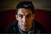 6 February 2018; Joey Carbery poses for a portrait after an Ireland rugby press conference at Carton House in Maynooth, Co Kildare. Photo by Brendan Moran/Sportsfile