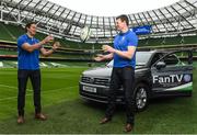 7 February 2018; Volkswagen, official sponsor of Irish Rugby and Rugby Players Ireland, launched their ‘Road To Rugby’ campaign at the Aviva Stadium today. A new Volkswagen Fan TV mobile unit will be at all the home games at the Aviva Stadium giving Irish fans the chance to showcase their support. Check out Volkswagen.ie/rugby for all the exclusive Fan TV videos. In attendance at the launch are former Ireland internationals Mike McCarthy, left, and Malcom O'Kelly, at the Aviva Stadium in Dublin. Photo by Sam Barnes/Sportsfile