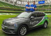 7 February 2018; Volkswagen, official sponsor of Irish Rugby and Rugby Players Ireland, launched their ‘Road To Rugby’ campaign at the Aviva Stadium today. A new Volkswagen Fan TV mobile unit will be at all the home games at the Aviva Stadium giving Irish fans the chance to showcase their support. Check out Volkswagen.ie/rugby for all the exclusive Fan TV videos. In attendance at the launch are former Ireland Internationals Mike McCarthy, left and Malcom O'Kelly at the Aviva Stadium in Dublin. Photo by Sam Barnes/Sportsfile