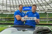 7 February 2018; Volkswagen, official sponsor of Irish Rugby and Rugby Players Ireland, launched their ‘Road To Rugby’ campaign at the Aviva Stadium today. A new Volkswagen Fan TV mobile unit will be at all the home games at the Aviva Stadium giving Irish fans the chance to showcase their support. Check out Volkswagen.ie/rugby for all the exclusive Fan TV videos. In attendance at the launch are former Ireland Internationals Mike McCarthy, left and Malcom O'Kelly at the Aviva Stadium in Dublin. Photo by Sam Barnes/Sportsfile