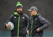 8 February 2018; Head coach Joe Schmidt, right, with defence coach Andy Farrell during Ireland Rugby squad training at Carton House in Kildare. Photo by Brendan Moran/Sportsfile