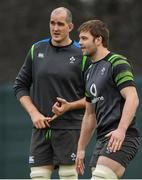 8 February 2018; Devin Toner, left, and Iain Henderson during Ireland Rugby squad training at Carton House in Kildare. Photo by Brendan Moran/Sportsfile