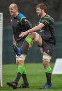 8 February 2018; Devin Toner, left, and Iain Henderson during Ireland Rugby squad training at Carton House in Kildare. Photo by Brendan Moran/Sportsfile
