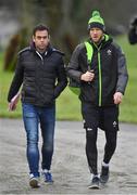 8 February 2018; Munster head coach Jonann van Graan, left, arrives with forwards coach Simon Easterby for Ireland Rugby squad training at Carton House in Kildare. Photo by Brendan Moran/Sportsfile