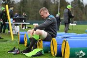 8 February 2018; Dan Leavy gets ready for Ireland Rugby squad training at Carton House in Kildare. Photo by Brendan Moran/Sportsfile