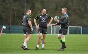 8 February 2018; Jack McGrath, left, Jack Conan and Dan Leavy, right, during Ireland Rugby squad training at Carton House in Kildare. Photo by Brendan Moran/Sportsfile