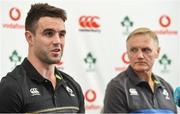 8 February 2018; Head coach Joe Schmidt, right with Conor Murray during an Ireland Rugby squad press conference at Carton House in Kildare. Photo by Matt Browne/Sportsfile