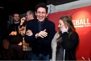 8 February 2018: Former Ireland soccer player Keith Andrews take part in a quiz with members of the audience at the Off The Ball Launch at the Drury Buildings in Dublin. Photo by David Fitzgerald/Sportsfile