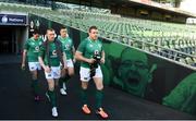 9 February 2018; Sean Cronin, right, Keith Earls, Andrew Porter and Joey Carbery walk out prior to the Ireland Rugby Captain's Run at the Aviva Stadium in Dublin. Photo by David Fitzgerald/Sportsfile