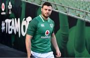 9 February 2018; Robbie Henshaw walks out prior to the Ireland Rugby Captain's Run at the Aviva Stadium in Dublin. Photo by David Fitzgerald/Sportsfile