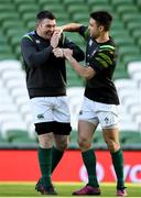 9 February 2018; Conor Murray, right, and Peter O'Mahony during the Ireland Rugby Captain's Run at the Aviva Stadium in Dublin. Photo by David Fitzgerald/Sportsfile