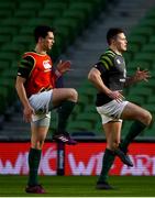 9 February 2018; Joey Carbery, left, and Jacob Stockdale during the Ireland Rugby Captain's Run at the Aviva Stadium in Dublin. Photo by David Fitzgerald/Sportsfile