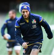 9 February 2018; Matteo Minozzi during the Italy Rugby Captain's Run at the Aviva Stadium in Dublin. Photo by David Fitzgerald/Sportsfile