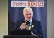 9 February 2018; The definitive GAA sports series returns to TG4 in the spring with a new hour long format. Featuring five GAA personalities whose dramatic, event packed stories demand the longer programme duration to do them justice. These Laochra radiate genuine star quality and are already celebrated as sporting legends. But the series reveals deeper, fresh and sometimes unexpected insights into the lives of these icons, their relationship to their sport and the world around them. While their sporting careers continue to provide the core narratives that have been essential to Laochra Gael’s popularity down the years, this new series edges the envelope well beyond the four white lines. It’s gripping personal storylines compel its viewers to travel with it towards territory unique to the GAA television landscape. Pictured speaking is Uachtarán Chumann Lúthchleas Gael Aogán Ó Fearghail, at Croke Park in Dublin. Photo by Seb Daly/Sportsfile